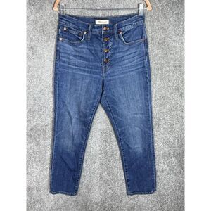 Madewell The Perfect Vintage Crop Jeans Womens Size 27 Button Front Tapered Blue